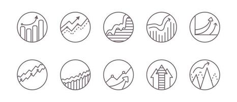 un ensemble d'icônes pour les graphiques et les diagrammes dans un vecteur. analytiques et symboles financiers. illustration vectorielle vecteur