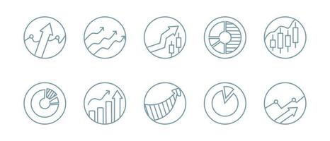 un ensemble d'icônes pour les graphiques et les diagrammes dans un vecteur. analytiques et symboles financiers. illustration vectorielle vecteur