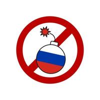 arrêter les agresseurs russes. panneau d'interdiction rouge avec bombe. vecteur