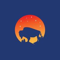 modèle de conception de logo de bison vecteur