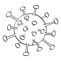 croquis vectoriel de covid 19 isolé sur fond blanc. icône de virus dessiné à la main. illustration médicale de griffonnage.
