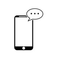 téléphone portable avec vecteur de bulle de parole, icône de conception de ligne de médias sociaux