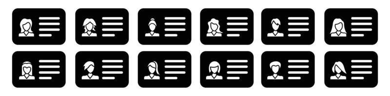 jeu d'icônes de carte d'identité, symbole de carte d'identité de permis de conduire, illustration vectorielle d'identité sur le concept d'entreprise de permis de conduire. vecteur