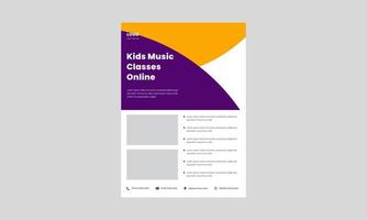 dépliant de classe de musique pour enfants, modèle d'affiche. conception d'affiche de fête de karaoké pour enfants. modèle de conception de flyer en ligne de classe de musique enfant. vecteur