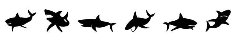 conception de style requin dans l'illustration de la mer sous-marine, illustration vectorielle ensemble de poissons sauvages de personnage de style comique de requin vecteur