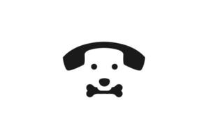 téléphone d'appel intelligent minimaliste simple avec vecteur de conception de logo de visage de chien