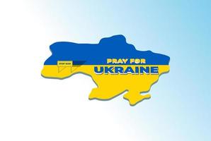 3d ukraine carte silhouette et bleu jaune drapeau de couleur avec priez pour l'ukraine stop war illustration vecteur