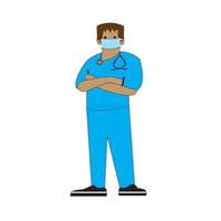 personnage de médecin de dessin animé. clipart isolé sur fond blanc. consultation professionnelle. notion médicale vecteur