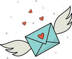 une image d'une enveloppe avec un coeur et des ailes, un message d'amour romantique pour la saint valentin. un élément du décor d'une célébration de mariage.pour un site web, une application mobile, des icônes, des cartes postales.vecteur vecteur
