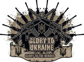 signe de l'armée ukrainienne, t-shirts grunge vintage design vecteur