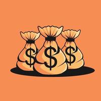 icône de sac d'argent, concept d'économie d'argent. de couleur or vecteur