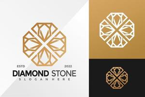 modèle d'illustration vectorielle de conception de logo de bijoux en pierre de diamant de luxe