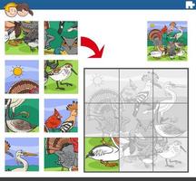 jeu de puzzle avec des personnages d'animaux oiseaux de dessin animé vecteur