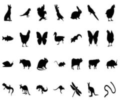 silhouette d'animaux et d'oiseaux vecteur