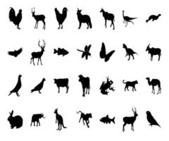 silhouette d'animaux et d'oiseaux vecteur