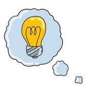 ampoule. nuage de bulles avec pensées et idée. vecteur