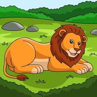 illustration d'animal de couleur de dessin animé de lion vecteur