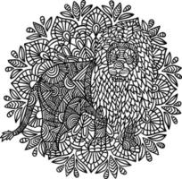 coloriages de mandala de lion pour adultes vecteur