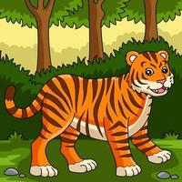 illustration d'animal coloré de dessin animé de tigre vecteur