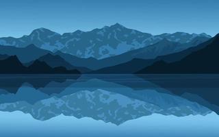 illustration de paysage nature montagne et lac vecteur