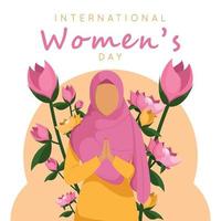 journée internationale de la femme. 8 mars, féministe. joyeuse journée de la femme. femmes musulmanes vecteur