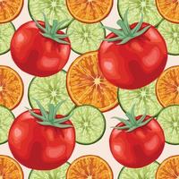conception sans couture de tomates rouges et fruits vecteur