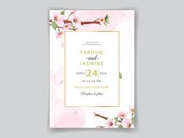 carte d'invitation de mariage sakura rose tendre vecteur