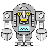 Icône Bot. Concept d&#39;icône Chatbot. Robot Souriant Mignon. Vector illustration de caractère ligne moderne isolé sur fond blanc. Décrire la conception de signe de robot.