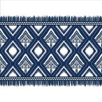 diamant blanc sur bleu indigo. motif oriental ethnique géométrique design traditionnel pour le fond tapis papier peint vêtements emballage batik tissu illustration vectorielle style de broderie vecteur