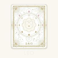 carte de signe du zodiaque leo. symbole horoscope astrologique avec phases de lune. icône graphique or sur fond blanc. illustration de vecteur ligne art