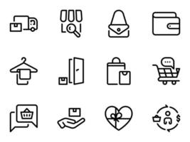 ensemble d'icônes vectorielles noires, isolées sur fond blanc. illustration plate sur un thème livraison à la porte vecteur