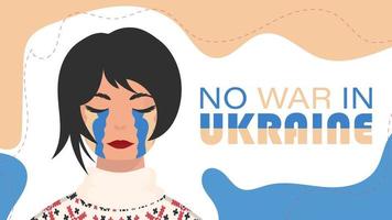 pas de guerre en ukraine. la jeune fille verse des larmes dans la couleur du drapeau de l'ukraine. vecteur. vecteur