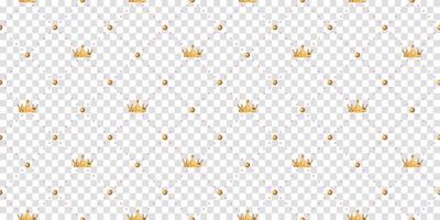 modèle sans couture dans un style rétro avec une couronne dorée et des pois sur fond blanc. fond d'écran mignon pour les petites princesses. illustration vectorielle vecteur