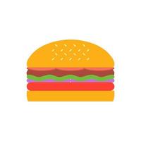 délicieux hamburgers. icône de vecteur design plat burger. burger avec salade, tomates, fromage et escalope. Fast food. illustration vectorielle