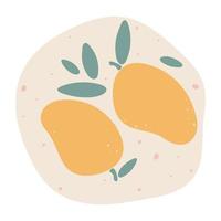 illustration vectorielle de mangue plate dessinée à la main. fruits mûrs, dessin abstrait d'aliments biologiques juteux isolé sur fond beige pastel. décoration d'intérieur tendance. impression couleur moderne vecteur
