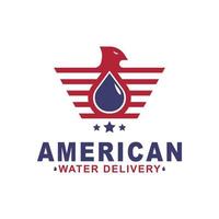 logo de livraison d'eau de concept d'oiseau et d'eau vecteur