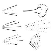 icône de vecteur de pulvérisation d'eau sertie de dessin animé de doodle dessiné à la main isolé sur fond blanc