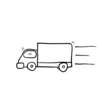 illustration de camion dessiné à la main avec vecteur de style dessin animé doodle isolé sur blanc