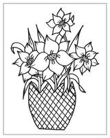 coloriage de fleurs. conception de contour de fleur. dessin d'art en ligne. vecteur