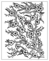 coloriage de fleurs. conception de contour de fleur. dessin d'art en ligne. vecteur