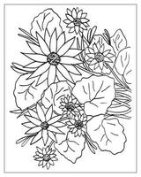 coloriage de fleurs. conception de contour de fleur. dessin d'art en ligne. vecteur