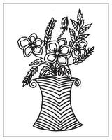 coloriage de fleurs. conception de contour de fleur. dessin d'art en ligne. vecteur