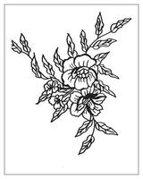 coloriage de fleurs. conception de contour de fleur. dessin d'art en ligne. vecteur