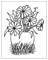 coloriage de fleurs. conception de contour de fleur. dessin d'art en ligne. vecteur