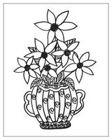 coloriage de fleurs. conception de contour de fleur. dessin d'art en ligne. vecteur