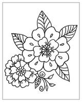 coloriage de fleurs. conception de contour de fleur. dessin d'art en ligne. vecteur