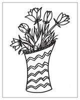 coloriage de fleurs. conception de contour de fleur. dessin d'art en ligne. vecteur