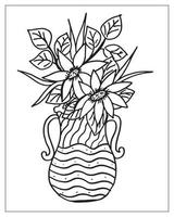 coloriage de fleurs. conception de contour de fleur. dessin d'art en ligne. vecteur