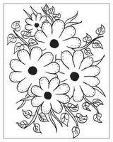 coloriage de fleurs. conception de contour de fleur. dessin d'art en ligne. vecteur