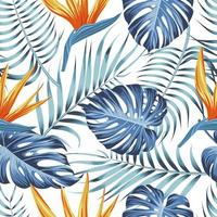 motif floral sans couture avec des feuilles. fond tropical vecteur